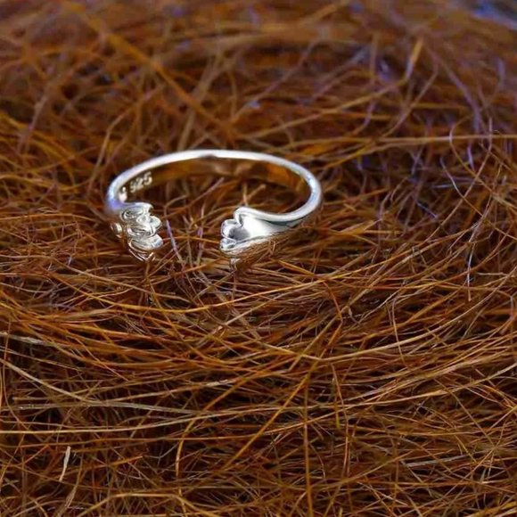 💎 Adjustable Ring Cute Cat Hugging 925 Sterling Silver - Picture 2 of 6